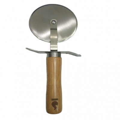 High quality durable rubber wood 430# Stainless Steel Rocking Pizza Cutter Wheel