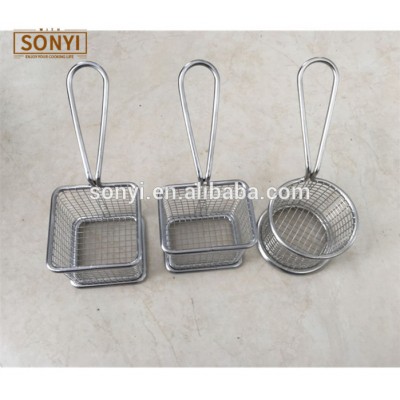 Round and Square and Rectangle Stainless Steel French chips Mini fry basket