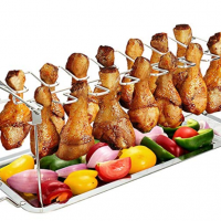 Outdoor BBQ baking Muti-function Chicken Wing Rack With Tray