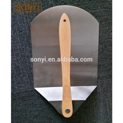 Pizza cooking moveable pizza peel wooden handle square stainless steel shovel